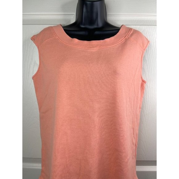 Dressbarn Tank Top Women Size Extra Large XL Sleeveless Solid Orange 100% Cotton - Picture 3 of 8
